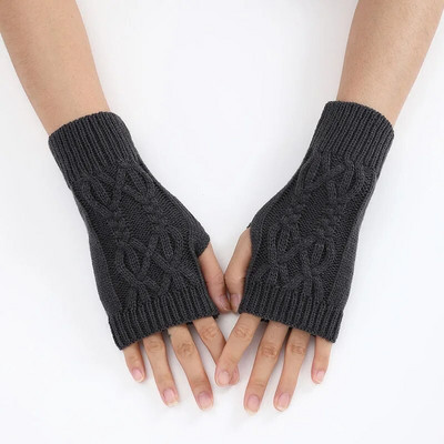 Zimske pletene jednobojne rukavice bez prstiju rastezljive rukavice s dodirnim zaslonom na pola prsta za vanjske vožnje biciklom za vožnju elastičnim rukavicama