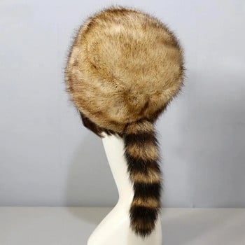 Όμορφο Winter Hat Raccoon Tail Keep Warm Μαλακό χειμωνιάτικο θερμικό γυναικείο καπέλο γυναικεία καπέλα