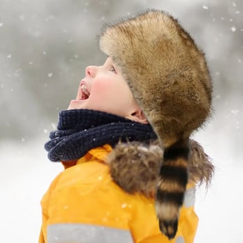 Όμορφο Winter Hat Raccoon Tail Keep Warm Μαλακό χειμωνιάτικο θερμικό γυναικείο καπέλο γυναικεία καπέλα