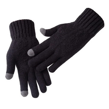 Winter Thicken Keep Warm Ανδρικά πλεκτά γάντια συμπαγή γκρι μαύρα Υψηλής ποιότητας επαγγελματική οδήγηση ποδήλατο ανδρικά γάντια