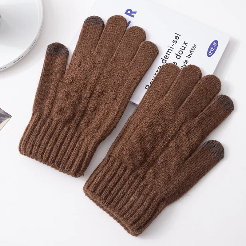 Winter Thicken Keep Warm Muške pletene rukavice Jednobojne sive crne visoke kvalitete Poslovna vožnja Biciklizam Puni prsti Muške rukavice