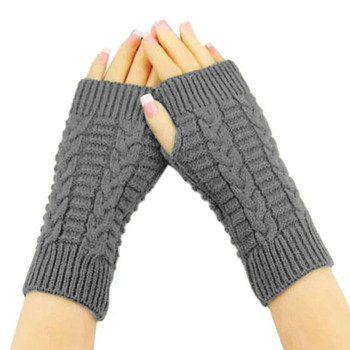 Зимни топли плетени ръкавици за жени, мъже, топли, плетени на една кука без пръсти, дебели меки ръкавици, унисекс ръкавици за китка с половин пръст