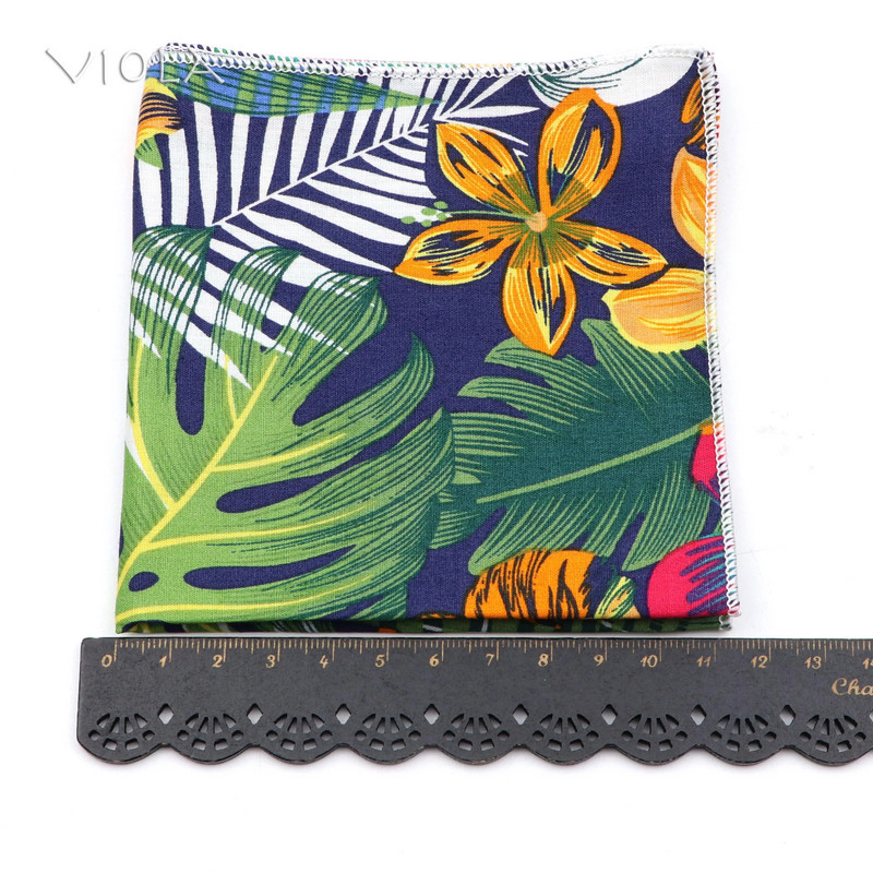 Pasaku džungļu ziedu augu apdruka 23 cm kabatlakats Kokvilna Hankie Vīrieši Sieviešu gadījuma ballīte kabata kvadrātveida dāvana smokinga aksesuārs