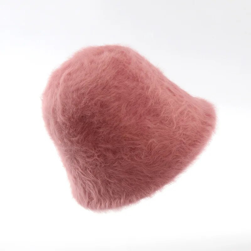 Nova modna kapa od umjetnog zečjeg krzna, ženska jesen, zima, topla, zadebljana ribarska kapa, panama, plišani šešir, ženska kapa