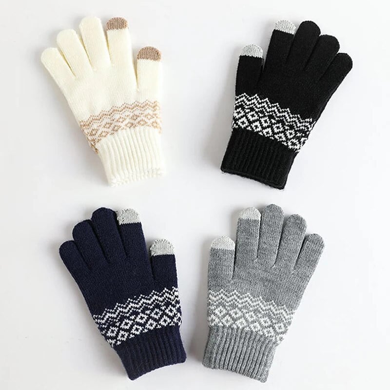 1 pereche de mănuși tricotate cu ecran tactil, toamnă iarnă, pentru femei, bărbați, tricot din lână, mănuși îngroșate, elastice, calde, mănuși de schi cu degetul complet