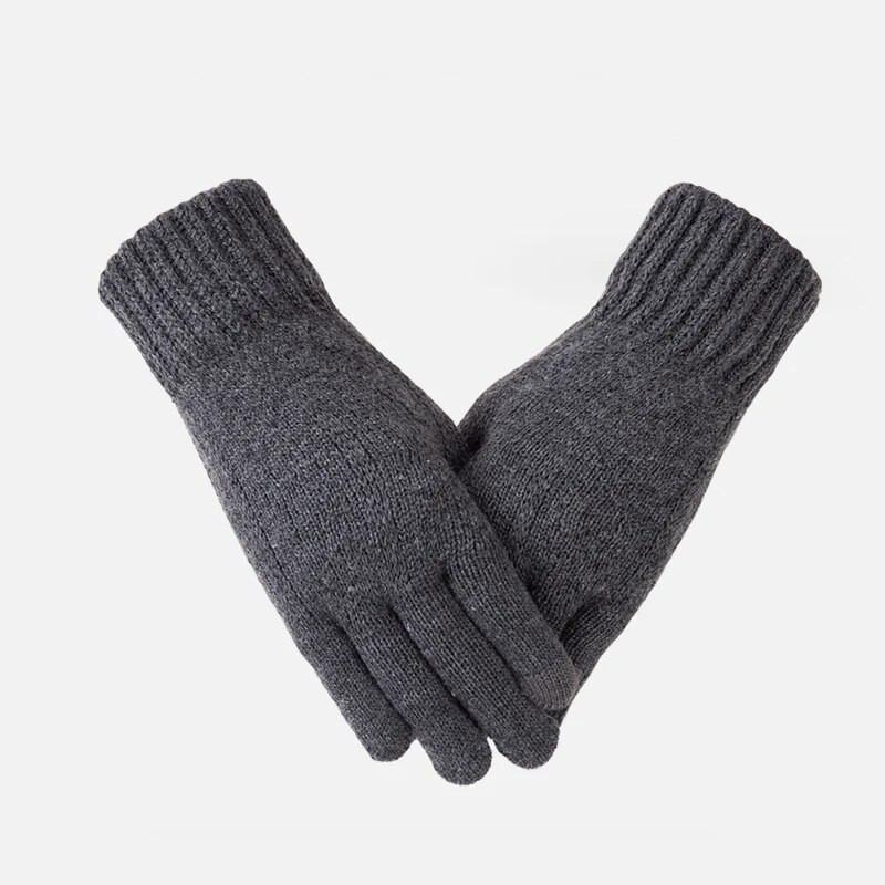 Téli Férfi Kötött kesztyű Érintőképernyő Vastag Meleg Egyszínű Férfi Szabadtéri Kerékpáros Hidegálló kesztyűk