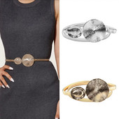 Modes daudzpusīgs volāns Metāla atsperu josta Sieviešu dizaineru kleita krekls džemperis Elastīgs viduklis ķēde Apģērbu aksesuāri