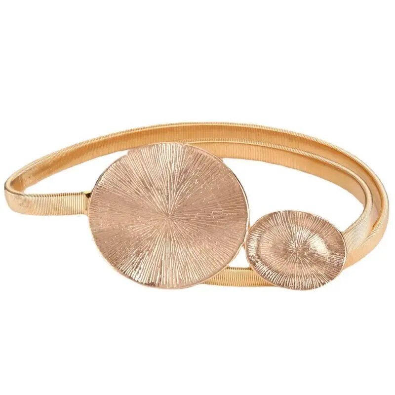 Modes daudzpusīgs volāns Metāla atsperu josta Sieviešu dizaineru kleita krekls džemperis Elastīgs viduklis ķēde Apģērbu aksesuāri