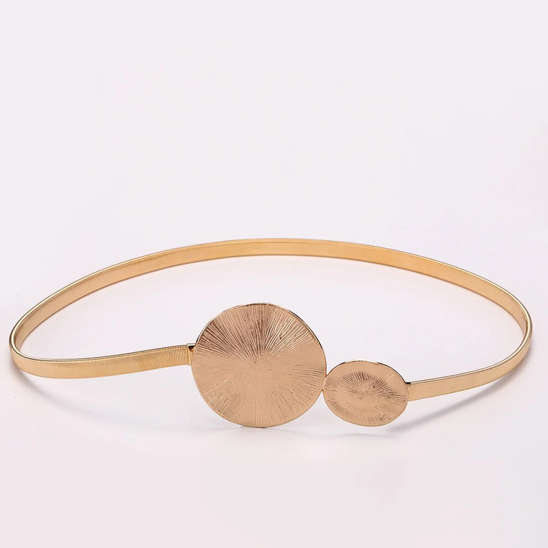 Modes daudzpusīgs volāns Metāla atsperu josta Sieviešu dizaineru kleita krekls džemperis Elastīgs viduklis ķēde Apģērbu aksesuāri