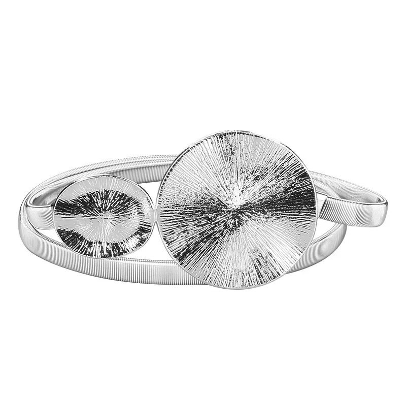 Modes daudzpusīgs volāns Metāla atsperu josta Sieviešu dizaineru kleita krekls džemperis Elastīgs viduklis ķēde Apģērbu aksesuāri