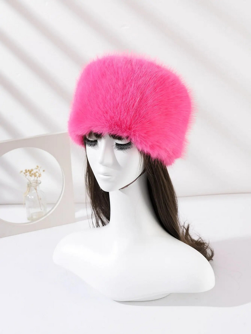 2023, iarnă, groasă, cu blană, pufoasă, rusă, blană artificială, femei, fete, blană, pălărie, pălărie, iarnă, în aer liber, călcintă urechi, pălării de schi, fierbinte