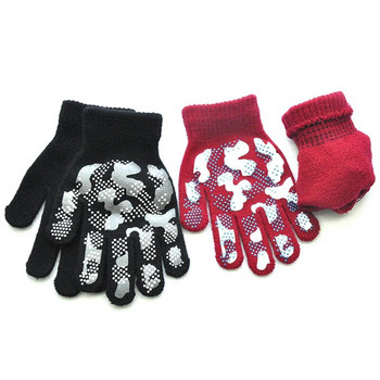 5-11 години Камуфлаж Детски противоплъзгащи плетени ръкавици Детски пълни пръсти Меки готини ръкавици Спортни ръкавици на открито Еластична ръкавица