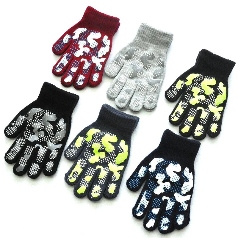 5-11 godina Kamuflažne dječje protuklizne pletene rukavice Dječje pune prste Mekane hladne rukavice Sportske rukavice na otvorenom Elastična rukavica