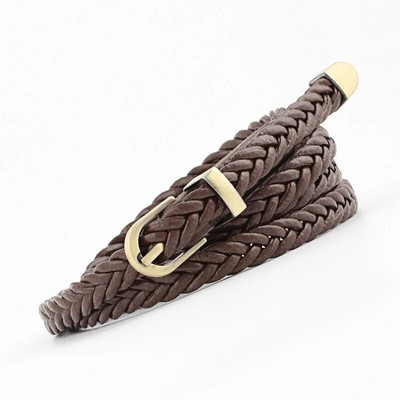 Kézzel kötött, hosszú bőr tervezői fonott deréköv arany csattal bulis övek és női lányok zsinóros derékpánt női öv