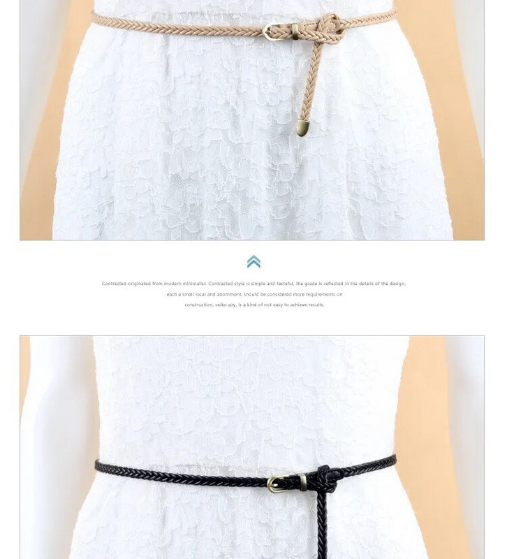 Kézzel kötött, hosszú bőr tervezői fonott deréköv arany csattal bulis övek és női lányok zsinóros derékpánt női öv