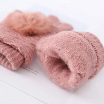 Дамски плетени ръкавици с имитация на кашмирена вълна Есен Зима Дебели топли ръкавици със сензорен екран Плюшени ръкавици с пръсти отвътре