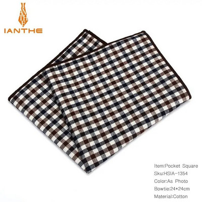 Vintage 100% kokvilnas klasiskie kostīmi kabatas kvadrātā 25 cm*25 cm vīriešu kabatlakatiņi rūtaini rūtaini modes dvielis Hanky Hankies dāvana