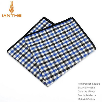 Vintage 100% kokvilnas klasiskie kostīmi kabatas kvadrātā 25 cm*25 cm vīriešu kabatlakatiņi rūtaini rūtaini modes dvielis Hanky Hankies dāvana