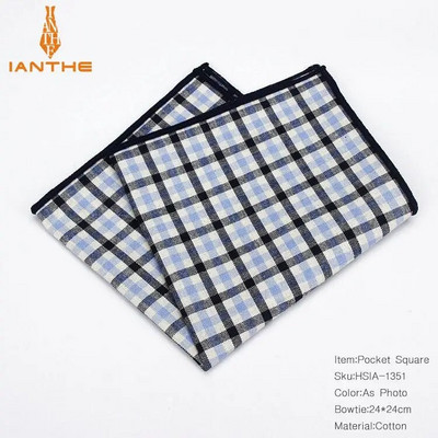 Vintage 100% kokvilnas klasiskie kostīmi kabatas kvadrātā 25 cm*25 cm vīriešu kabatlakatiņi rūtaini rūtaini modes dvielis Hanky Hankies dāvana