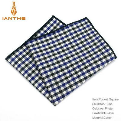 Vintage 100% kokvilnas klasiskie kostīmi kabatas kvadrātā 25 cm*25 cm vīriešu kabatlakatiņi rūtaini rūtaini modes dvielis Hanky Hankies dāvana