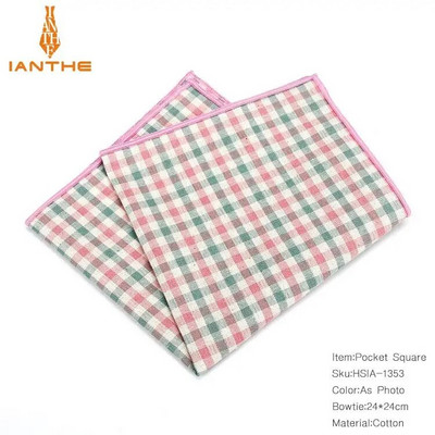 Vintage 100% kokvilnas klasiskie kostīmi kabatas kvadrātā 25 cm*25 cm vīriešu kabatlakatiņi rūtaini rūtaini modes dvielis Hanky Hankies dāvana