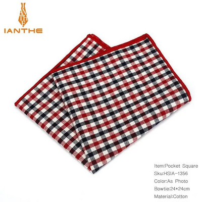Vintage 100% kokvilnas klasiskie kostīmi kabatas kvadrātā 25 cm*25 cm vīriešu kabatlakatiņi rūtaini rūtaini modes dvielis Hanky Hankies dāvana
