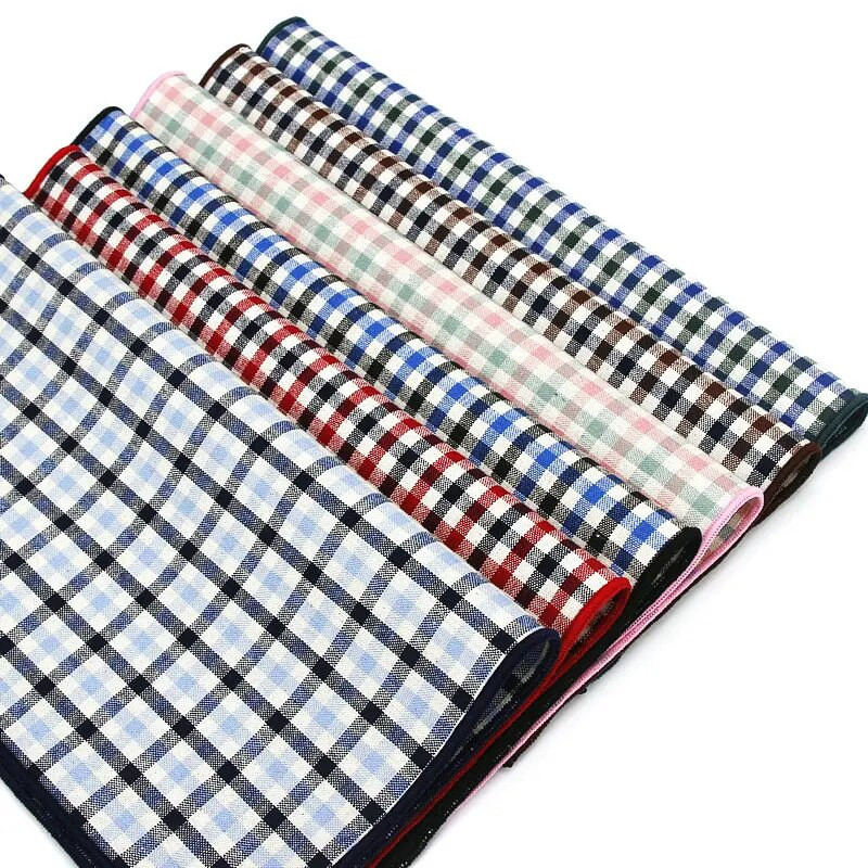 Vintage 100% kokvilnas klasiskie kostīmi kabatas kvadrātā 25 cm*25 cm vīriešu kabatlakatiņi rūtaini rūtaini modes dvielis Hanky Hankies dāvana