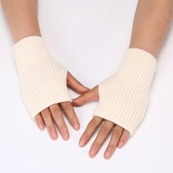 Нови зимни плетени ръкавици за жени, мъже, топли ръкавици без пръсти, меки, дебели, топли, еластични ръкави, ръкавици за писане с половин пръст