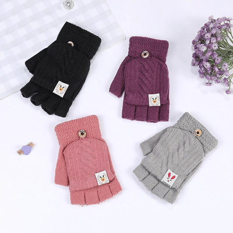 Téli női kötött kesztyűk divatos flip top kesztyűk elasztikus meleg félujjas ujjatlan írókesztyűk kültéri vezetéshez ujjatlan