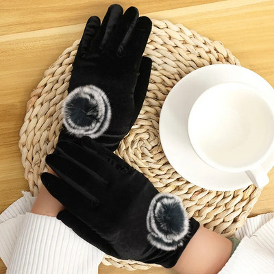 Új téli meleg bársonykesztyű nőknek egyszínű műszőrme teljes ujjú ujjatlan kültéri kerékpáros kesztyűk parti etikett kesztyűk