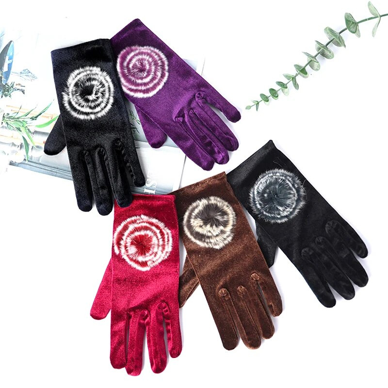 Új téli meleg bársonykesztyű nőknek egyszínű műszőrme teljes ujjú ujjatlan kültéri kerékpáros kesztyűk parti etikett kesztyűk