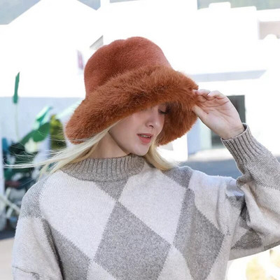 Zimska krznena kapa Ženska podebljana topla kapa ružičasta panama 2023 Udobna i mekana zaštita za uši, plišana kapa za umivaonik, ribička kapa