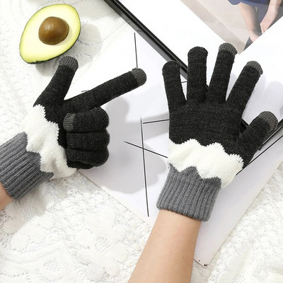 Γυναικεία χειμερινά γάντια μόδας Γλυκά πλεκτά γάντια από κασμίρ με πλήρες δάχτυλο Fleece Γυναικεία γυναικεία οθόνη αφής γάντια ποδηλασίας
