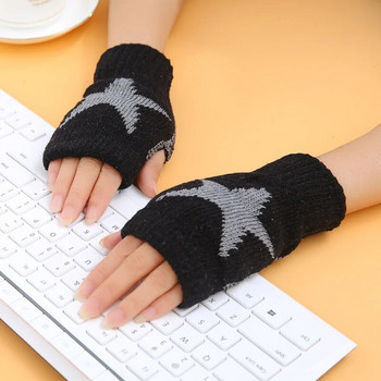 Модни зимни плетени ръкавици за жени, мъже, топли, еластични, топли ръкавици без ръкави, офис, писане на половин пръст, ръкавици без пръсти
