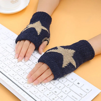 Μόδα Χειμερινά Πλεκτά Γάντια Γυναικών Ανδρών Εξωτερικού Χώρου Ζεστά Stretch Ζεστά Γάντια Γραφείου Γράψιμο με Μισό Δάχτυλο Γάντια χωρίς Δάχτυλα