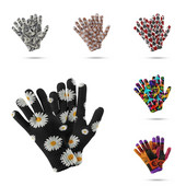 Modne kompresijske rukavice s uzorkom tratinčica Zimske sportske rukavice s ekranom osjetljivim na dodir Deblje Žene Muškarci Tople rastezljive pletene rukavice Hansker