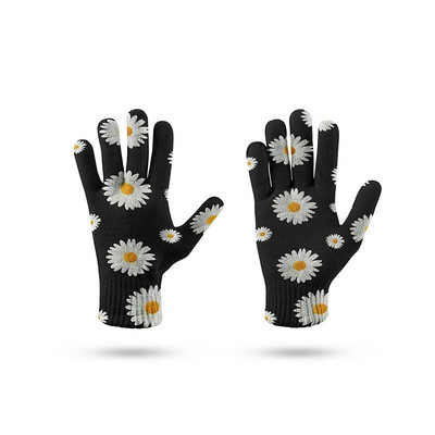 Modne kompresijske rukavice s uzorkom tratinčica Zimske sportske rukavice s ekranom osjetljivim na dodir Deblje Žene Muškarci Tople rastezljive pletene rukavice Hansker