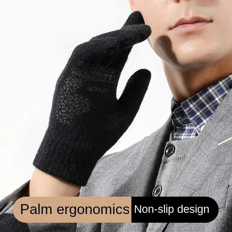 Pletene rukavice od arktičkog baršuna za tople muškarce u jesen, zima, plišane, debele, vunene, protiv pilinga, dodirni zaslon, protuklizne i otporne na vjetar