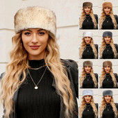 Téli fejpántok sapka nőknek Faux Fox szőrme sapka női kültéri meleg sapka bolyhos kalap hó vödör sapka 2023 divat