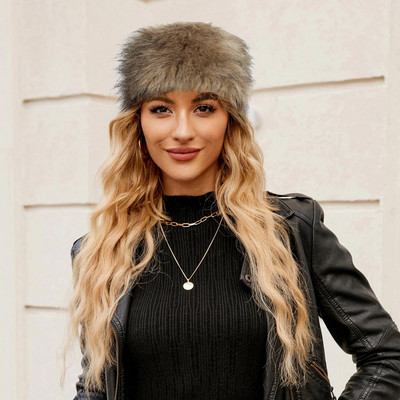 Téli fejpántok sapka nőknek Faux Fox szőrme sapka női kültéri meleg sapka bolyhos kalap hó vödör sapka 2023 divat