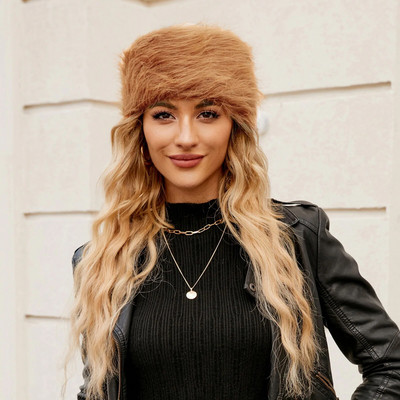 Téli fejpántok sapka nőknek Faux Fox szőrme sapka női kültéri meleg sapka bolyhos kalap hó vödör sapka 2023 divat