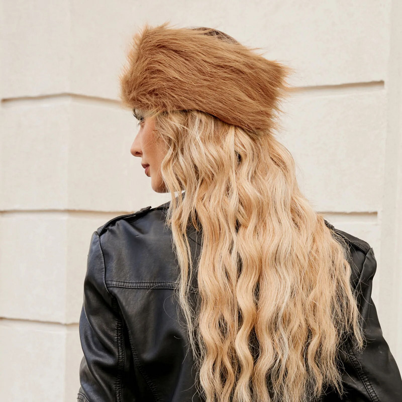 Téli fejpántok sapka nőknek Faux Fox szőrme sapka női kültéri meleg sapka bolyhos kalap hó vödör sapka 2023 divat