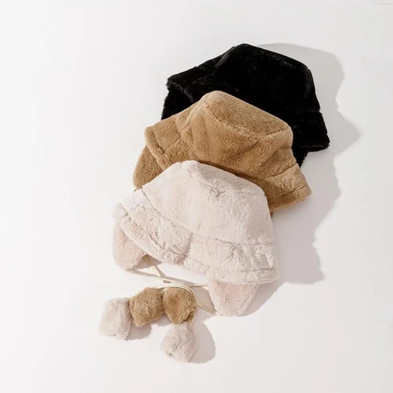 Bomber ziemas siltās kausa cepures sieviešu golfa cepures pārgājienu cepures kažokādas cepures ziemas cepures mucas vāciņš Kokvilnas auduma ausu aizsargvāciņš