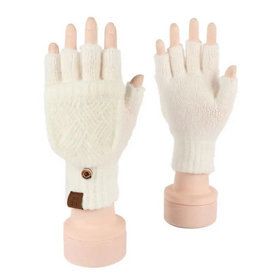 Naiste talvesoojad kindad paksenevad villased kindad, silmkoelised klapitavad sõrmedeta, paljastatud sõrm Paksud kindad ilma sõrmedeta.