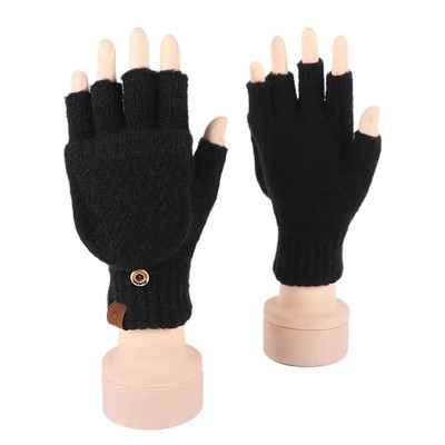 Naiste talvesoojad kindad paksenevad villased kindad, silmkoelised klapitavad sõrmedeta, paljastatud sõrm Paksud kindad ilma sõrmedeta.