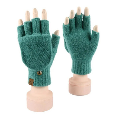 Naiste talvesoojad kindad paksenevad villased kindad, silmkoelised klapitavad sõrmedeta, paljastatud sõrm Paksud kindad ilma sõrmedeta.