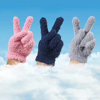 Γυναικείες ανδρικές φλις χοντρά γάντια χειμώνα διατήρησης ζεστά Λούτρινα γούνινα γάντια με πλήρες δάχτυλο Μαλακά ελαστικά casual συμπαγή γάντια σκι ποδηλασίας