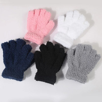 Жени, мъже, поларени удебелени ръкавици, зимни топли, плюшени, пухкави, пълни с пръсти ръкавици, меки еластични, ежедневни, плътни велосипедни ски ръкавици
