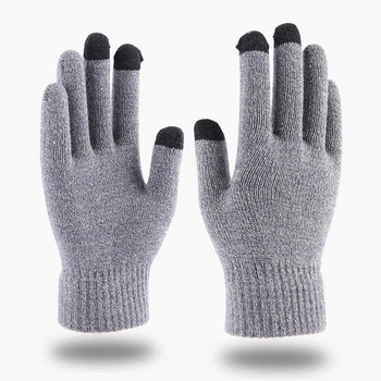 Нови зимни мъжки плетени ръкавици със сензорен екран Висококачествени мъжки ръкавици с плътни топли вълнени кашмирени плътни дамски бизнес ръкавици Есен