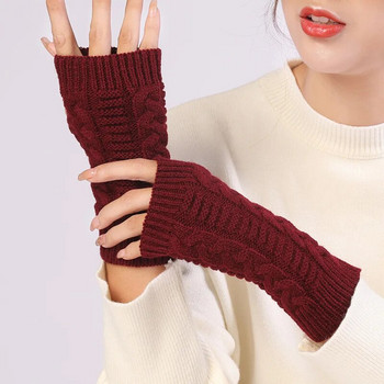 Плетени ръкавици Дамски плетени ръкавици с половин пръст Дамски ръкавици Гривна Без пръсти Есен и зима Меки топли ръкавици Дамски ръкавици